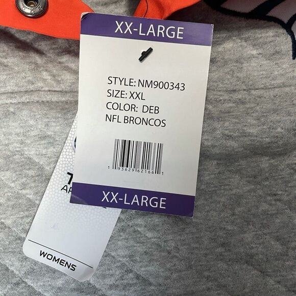 🟢NFL Broncos Quilted Light Grey Pullover XXL - Picture 7 of 9